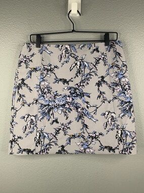 LOFT Grey Pastel Floral Brocade Tapestry Print Mini Skirt